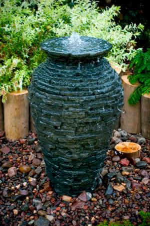 Small Stacked Slate Urn fountain